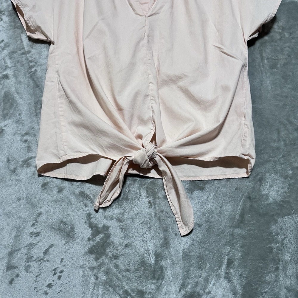 J Crew Tie Front Button Back Blouse Womens Sz S Pink Cottagecore Romantic Preppy - Picture 3 of 9